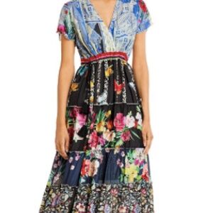Johnny Was Silk Mixed Print Maxi Dress XS (no slip but I wore w/o)